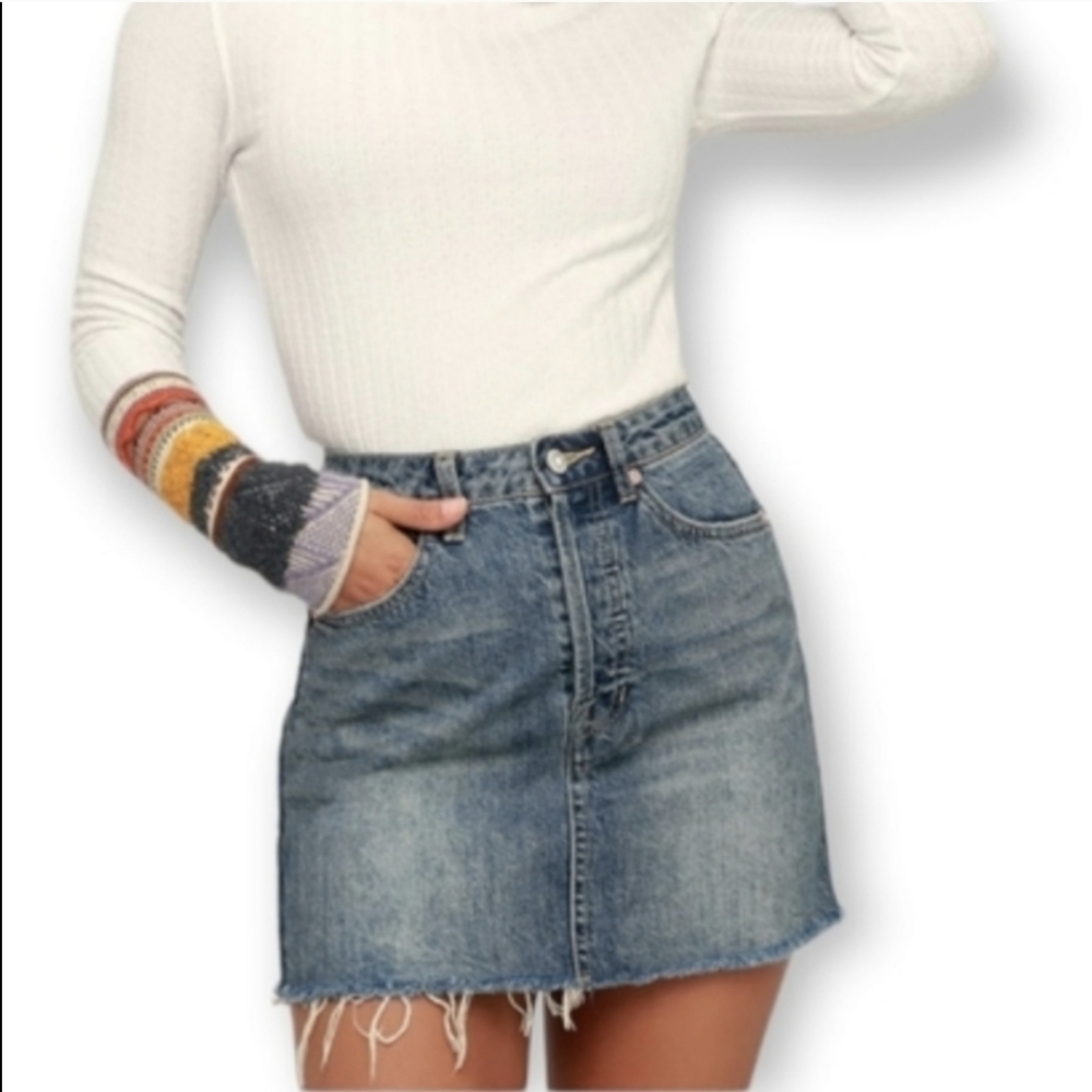 FREE People we the free denim jean mini skirt 25